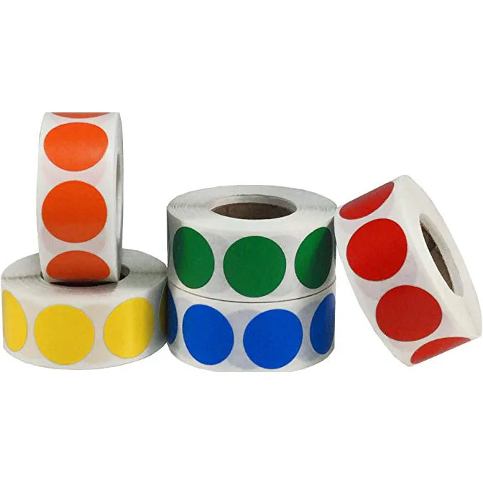 25mm Chroma Label 1 inch Color-Code Dot Labels stickers 500/Roll Black,white,green,blue,orange,red,pink yellow stickers