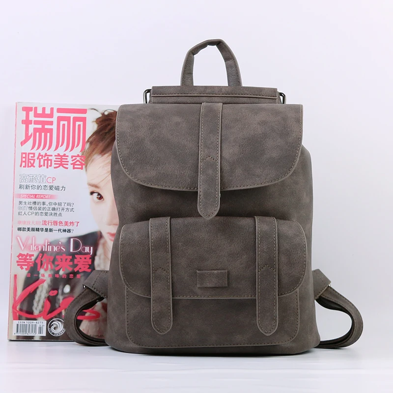 Toposhine New Design Women Backpack Solid Hasp Female Bag Fashion Girls School Bags Lady Soft PU Leather Bag Women Backpack 1523