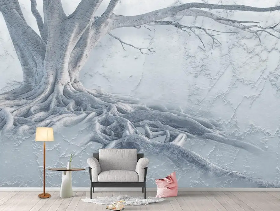 

Custom luxury embossed 3d wallpaper Relief root wallpapers for living room TV background wallpaper for painting