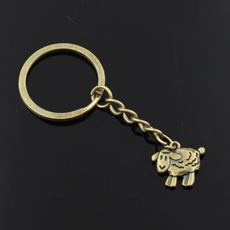 New Fashion Men 30mm Keychain DIY Metal Holder Chain Vintage Sheep Lamb 18x16mm Silver Color Pendant Gift