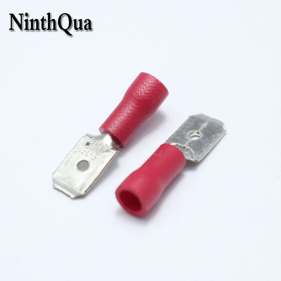 20pcs 6.3mm Crimp Terminal 6.3 Male Pre-insulated Electrical Connectors for 22AWG - 16AWG Wire /0.5-1.5mm2 Cable IMax=10A