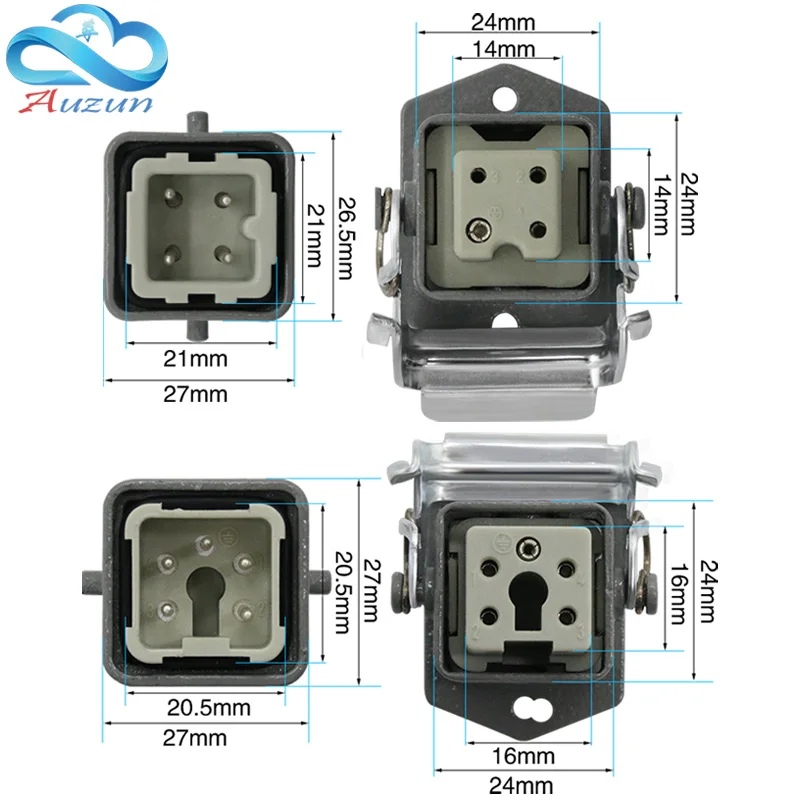 Heavy Duty Connector HDC-HA-2  4/5/6/8 Core  Pin 10/16A 250V Industrial Aviation Waterproof And Dustproof Plug Socket