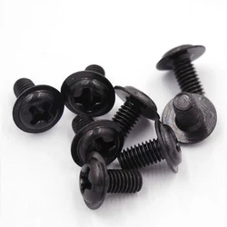 50/100Pcs M2 M2.5 M3 M4 M5 Cross Phillips Pan Head With Washer Screw For PC Case Motherboard Mount DIY Computer Screws Black