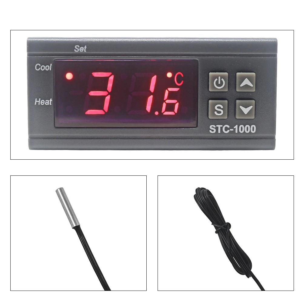 10A Relay Thermostat for Incubator 110~220VAC 12V 24V Digital Temperature Regulator Controller Two Relay Output Thermoregulator