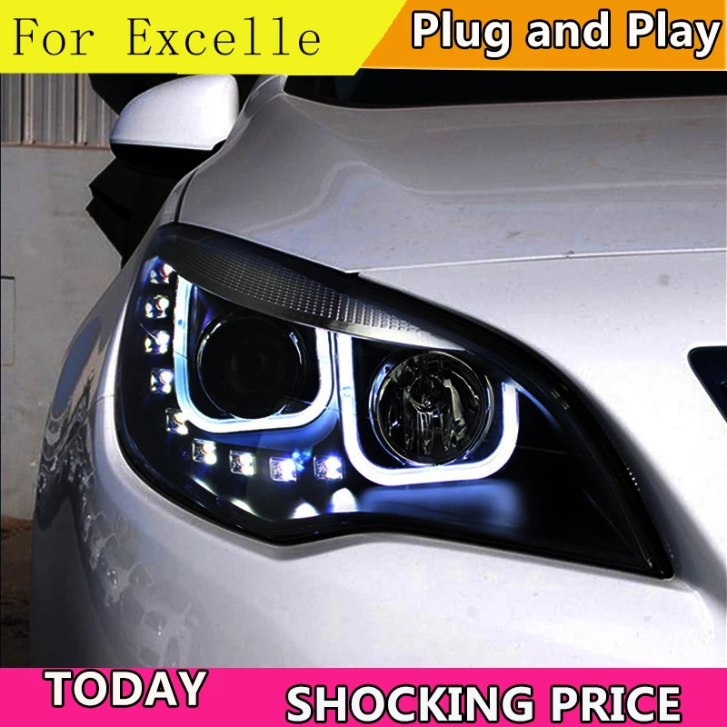 

doxa Car Styling for Buick Excelle led headlights For Excelle head lamp Angel eye led front light Bi-Xenon Lens xenon HID KIT