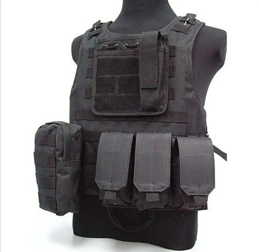 

USMC Tactical Military Airsoft Molle Combat Assault Plate Carrier Vest Black - MH034