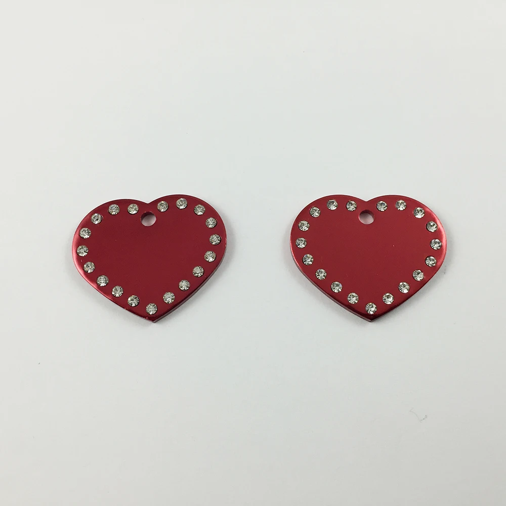 

500pcs/lot Engraved Pet Tags Dog / Cat ID Diamond Bling Bone/Heart Shaped FREE Engraving