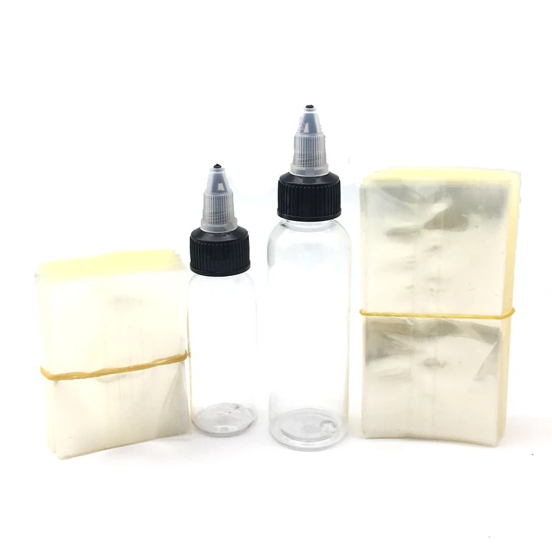 Film PVC transparent pour bouchon torsadé 30ml 60ml, 200 pièces, bouteille de Pigment d'encre de tatouage en plastique vide