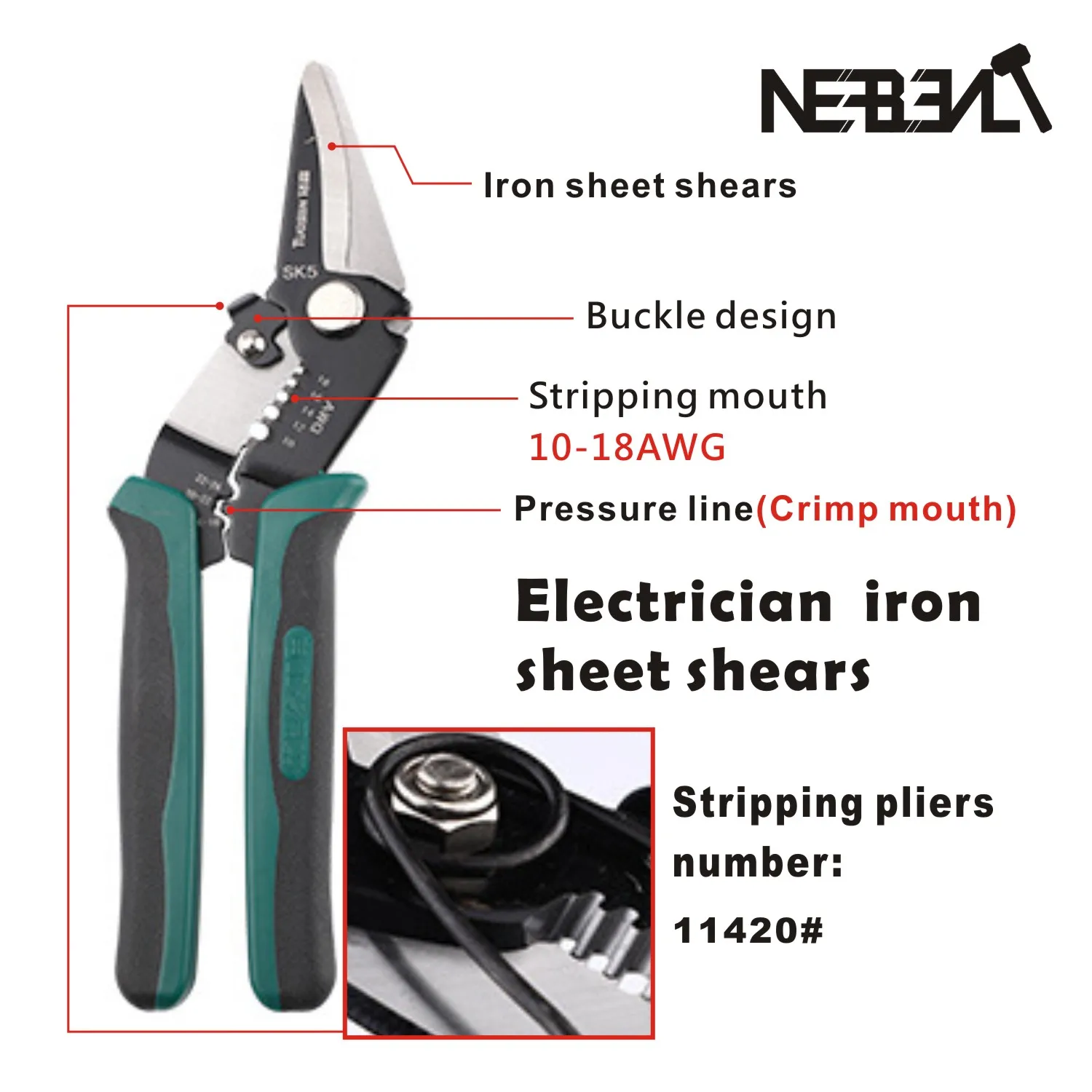 TUOSEN Wire Stripper Decrustation Pliers Multi tool Repair Tool Pliers Cable Wire Stripping Pliers Crimping Pliers Combination