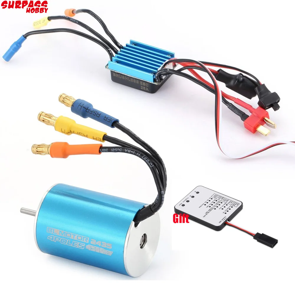 

RC 2435 4500KV Sensorless Brushless Motor with 25A ESC with LED Programming Card for 1/16 1/18 RC Car Truck