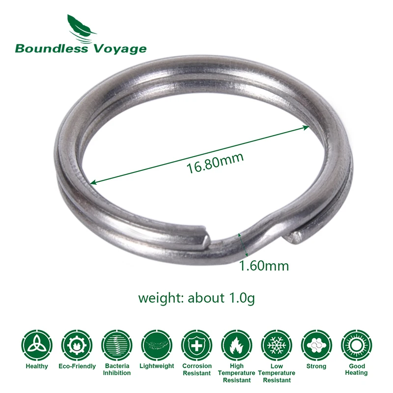 Boundless Voyage Titanium Key Rings Key Chain Split Ring Circular Buckle Hanging Hook for Cutlery Whistle Compass Car Home Keys