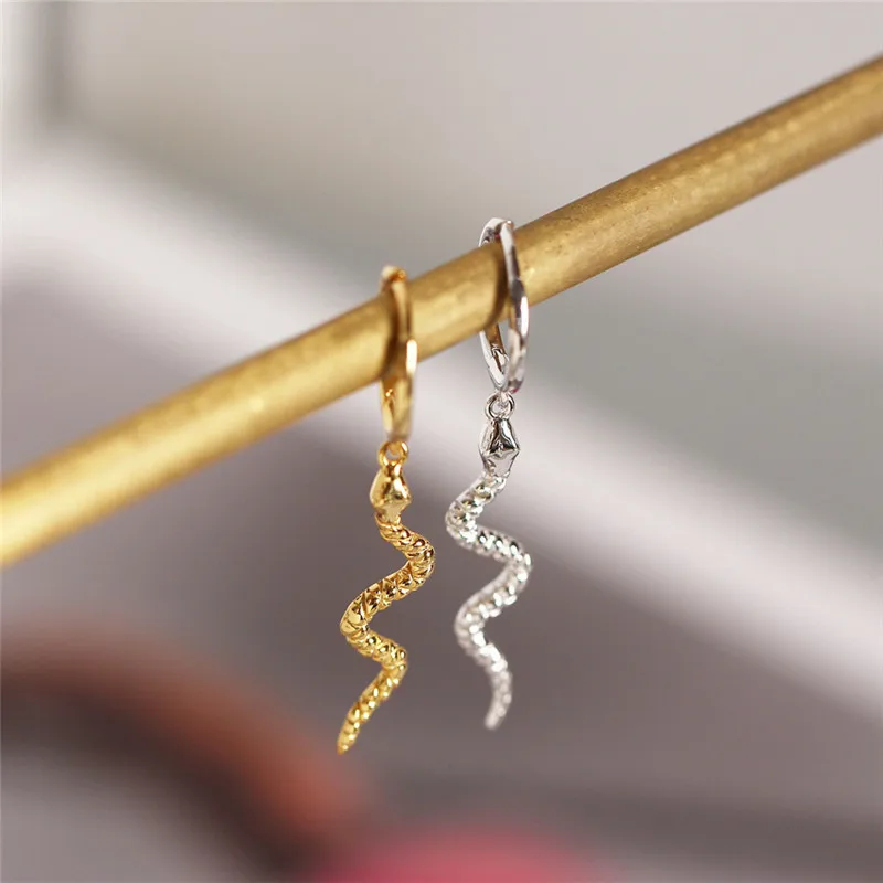 ying Vahine Women's Punk Style Animal Snake Earring 100% 925 Sterling Silver Snakelike Pendant Stud Earrings for Women