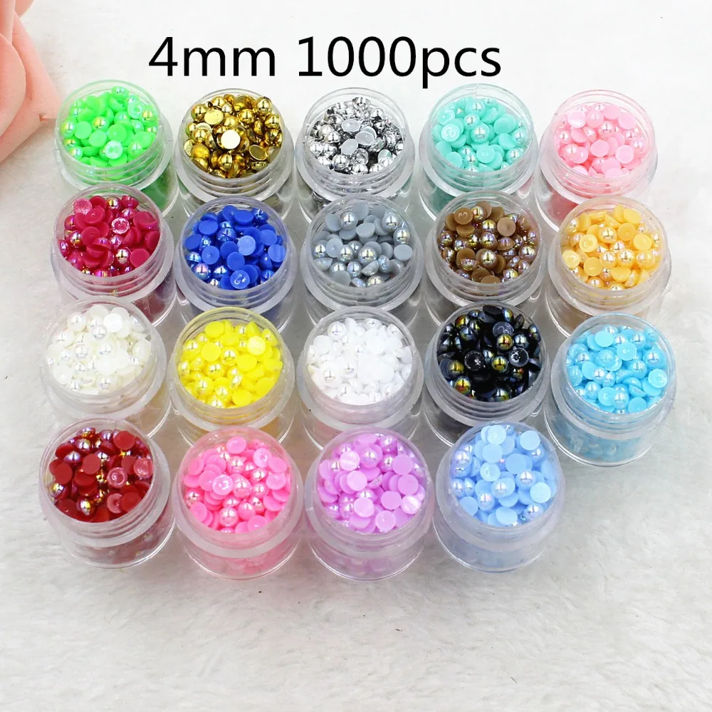 1000Pcs/lot Size 4mm AB Color Imitation Pearls Half Round Flatback Beads DIY Decoration