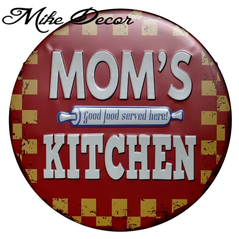 [ Mike Decor ] MOM'S Kitchen Good Food  Round painting Retro Gift Metal wall Signs Hotel Home decor YA-977