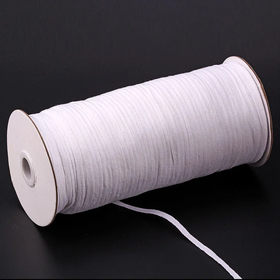 220/280/300 Meters 5mm/7mm Width Cotton Webbing Garment Sewing Accessories Ribbon Strap Tape White/Beige/Black For Clothing Bag