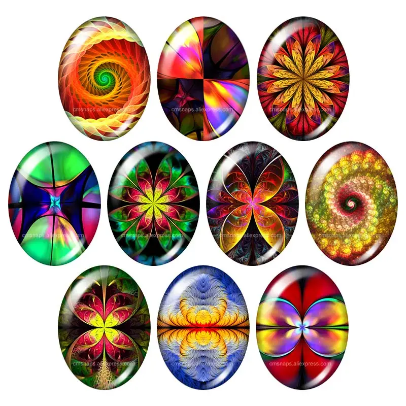 Beauty Patterns Colorful Rotated 13x18mm/18x25mm/30x40mm mixed Oval photo glass cabochon demo flat back Jewelry findings TB0087