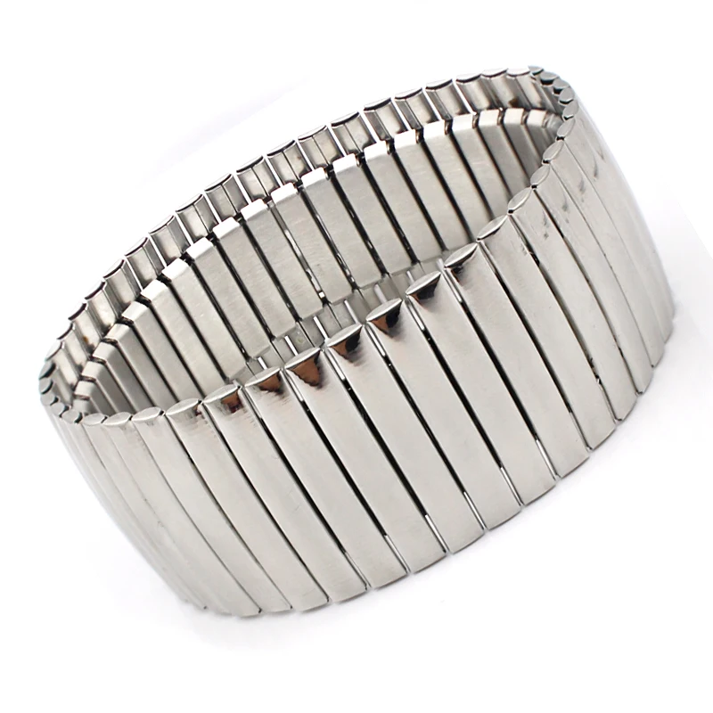 Stainless Steel Fashion Jewelry Bangle Bracelets Casual Women Mens Silver Color Wide Elastic Bracelets Wholesale