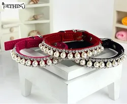 New Fashion Diamond Dog Pet Collar Puppy Collars Cat Accessories Rhinestone With Buckle Personalized Pearl Necklace For Pet Dogs