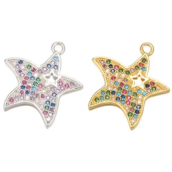 ZHUKOU 19x21mm Brass Crystal Star Pendant for Women Necklace earrings bracelet Jewelry Accessories Making Findings Model: VD459