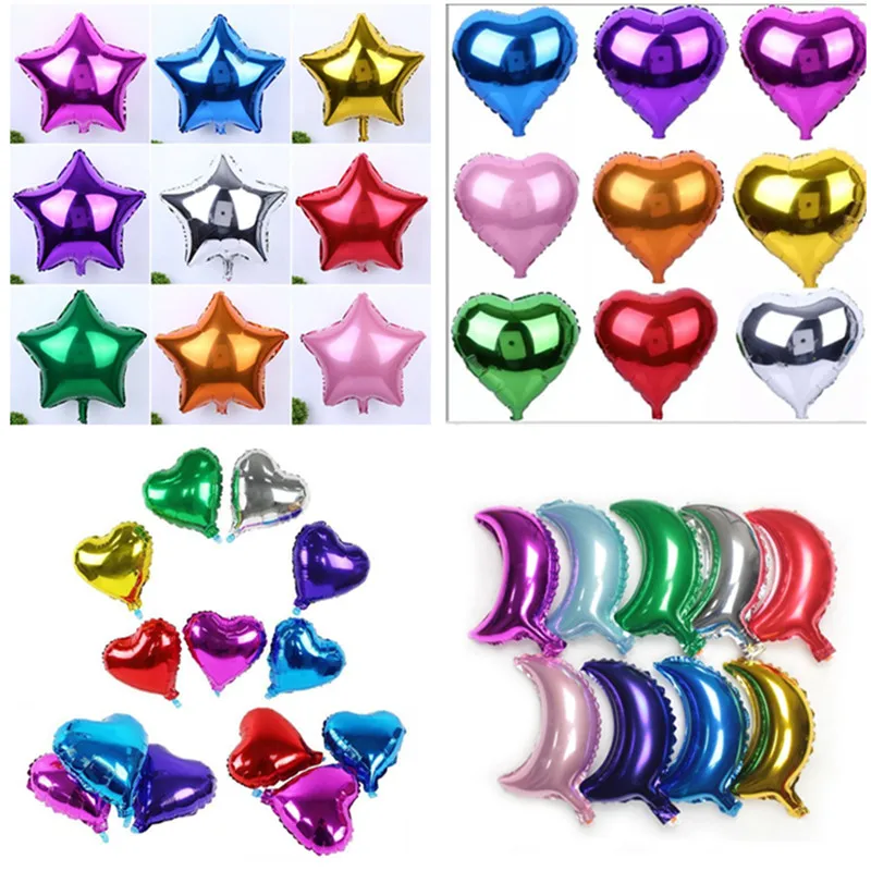 

5pcs 10 Inch Helium Balloon Heart Wedding Star Aluminum Foil Balloon Inflatable Gift Balloon Birthday Party Decoration Kids Ball