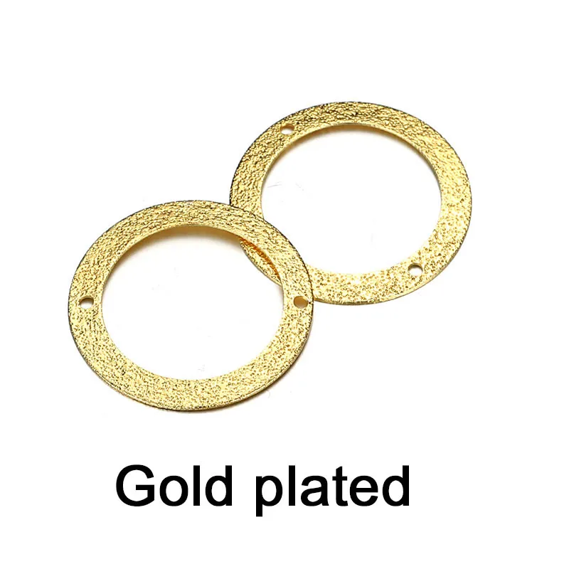 50PCS/lot 22mm Stardust Double Holes Copper Charm Pendants Geometry Brass Flat Round Charms Fit Bracelets Jewelry DIY Making