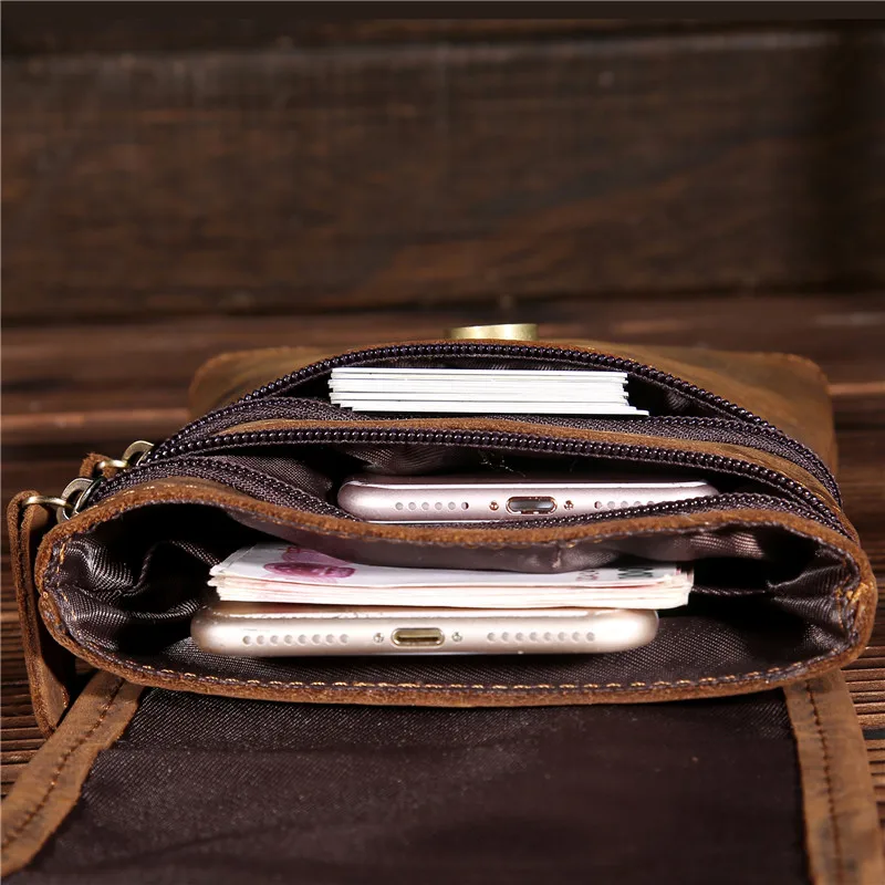 Fanny Waist Bag Men Genuine Leather Belt Bum Leg Hip Packs for Men Mini Multi Phone Box Wallet and Purse Outdoor Coin Card Pouch