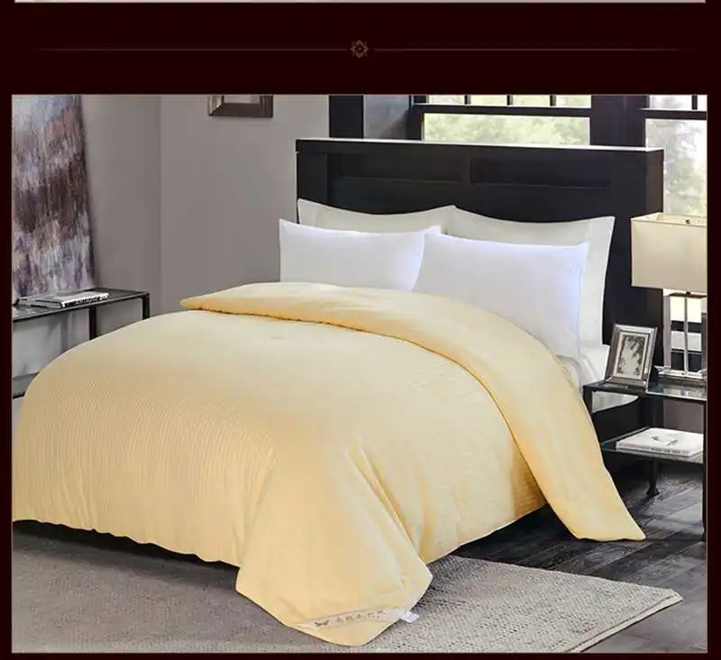 White Yelllow Pink Bedding Silk Blanket Applique Silk Quilt 100%Mulberry Silk Filler Cotton Fabric Cover Handmade Silk Comforter