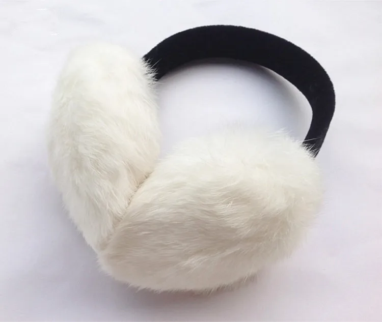 Genuine rabbit fur ear muffs for women, No adjustable ear warmer, black, gray, white, brown, autumn and winter, M201