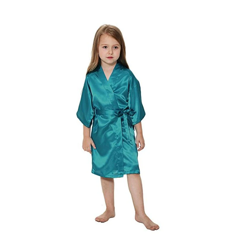 

Kids' Satin Rayon Kimono Robe Bathrobe For Spa Party Wedding Birthday Kids Flower Girl Wedding Stain robes NightGown bathrobe