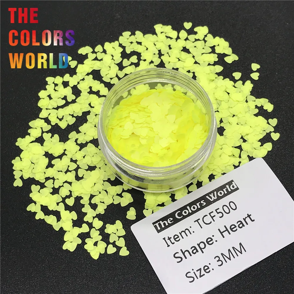 TCT-138 Hart Vorm Neon Heldere Matte Kleur 3mm Solventbestendige Nail Glitter Nail Art Decoratie Henna Make Handwerk DIY