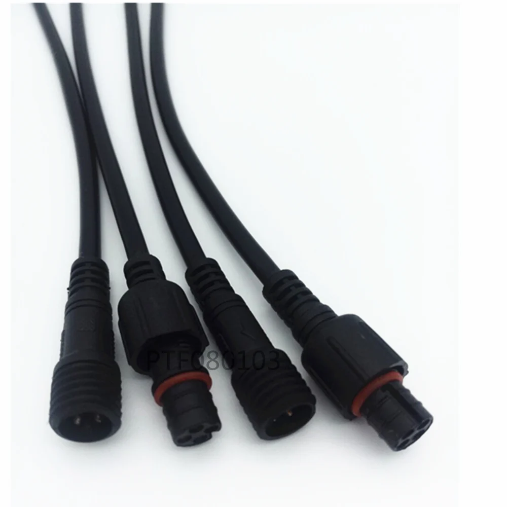 Impermeável LED Strip Conector do Cabo, Masculino e Feminino Cabo, Preto, 2Pin, 3Pin, 4Pin, IP66, 10 Pares