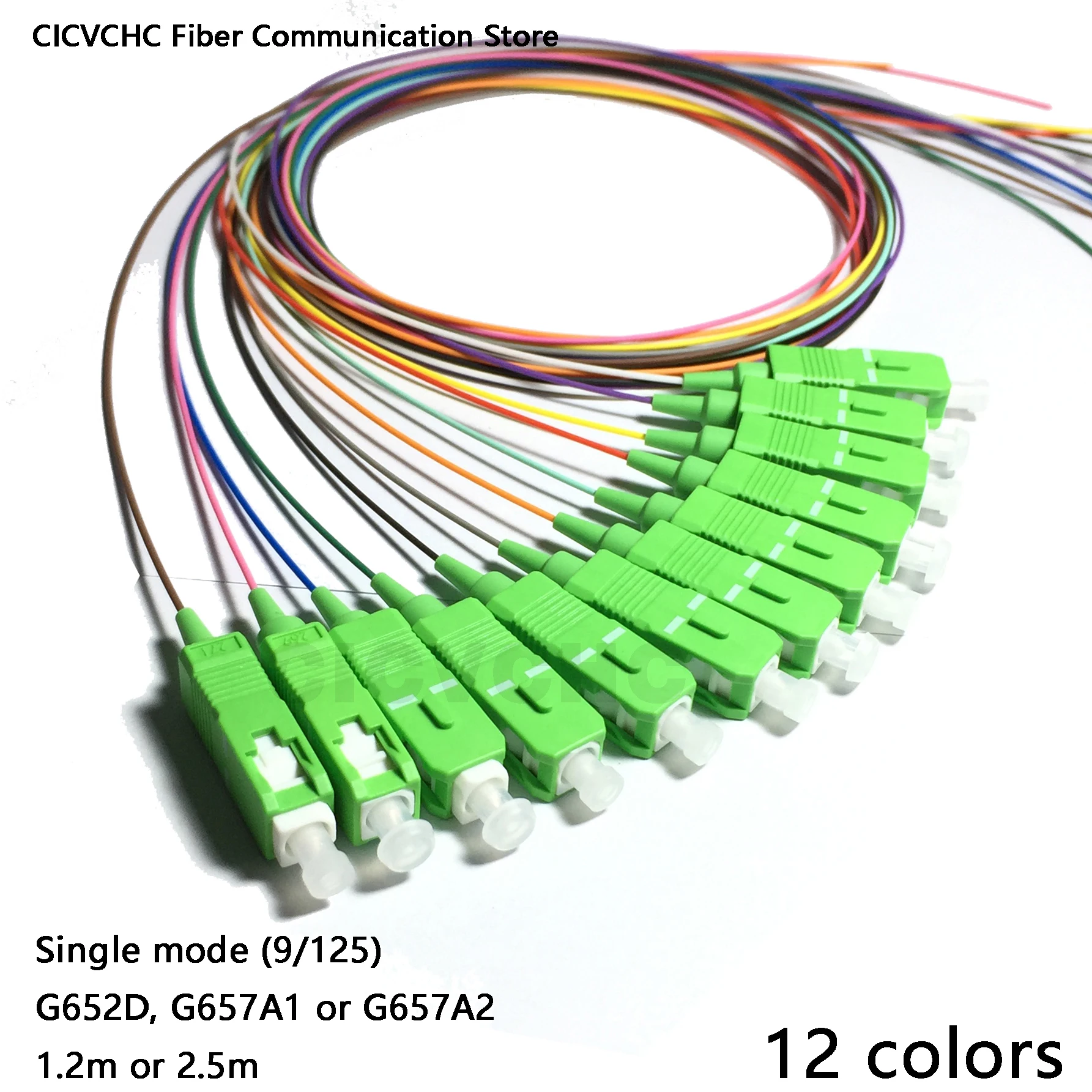 12 Colors SC/APC Pigtail-SM(9/125)-G652D, G657A1, G657A2/ Optical Fiber Pigtail