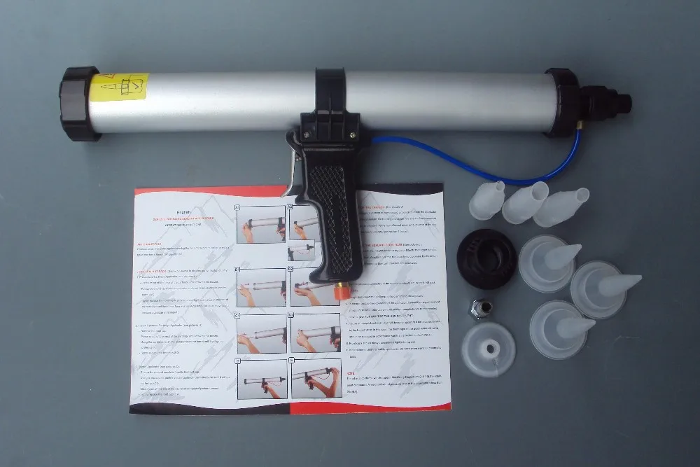 Pistola de calafateo neumática, sellador de salchichas, herramienta de calafateo neumática de silicona, certificación CE, 600ml