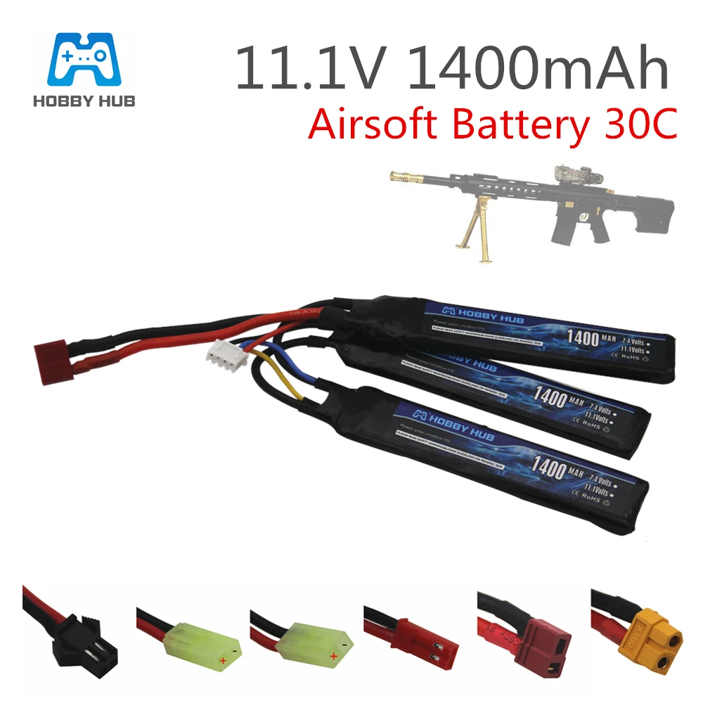 Концентратор для хобби 1400 мАч 11,1 В 30C 3S Lipo батарея Tamiya водяной воздушный пистолет Запчасти для электрического радиоуправляемого аккумулятора для страйкбольного пистолета игрушечная батарея