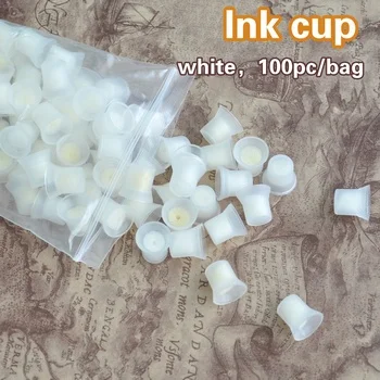 

100pcs white color plastic tattoo Ink permanent cup Easy Ring Ink Container/Cup For INK Supply free shipping