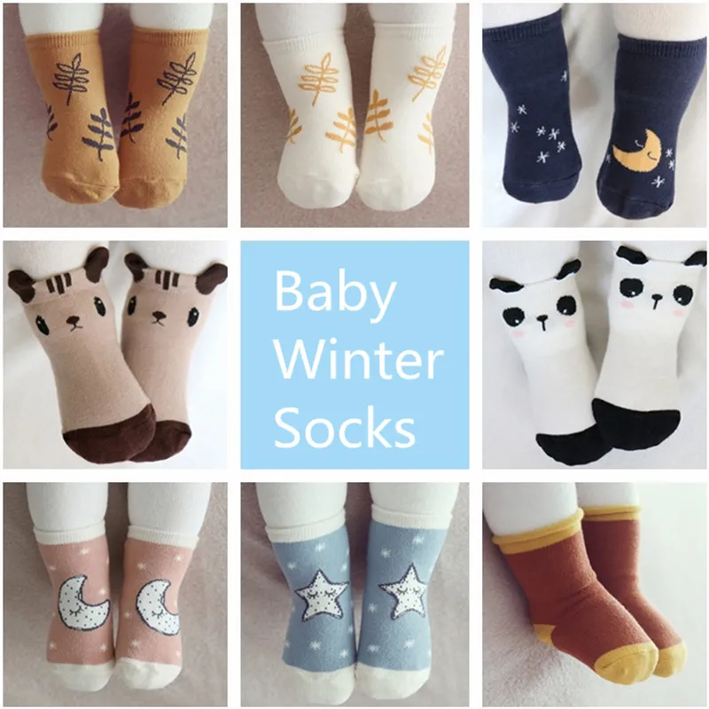 Winter Baby Terry Socks Cute Socks Anti Slip Funny Kawaii Animal Socks Warm Kids Socks Boys Girls Newborn Footwear Cotton Brand