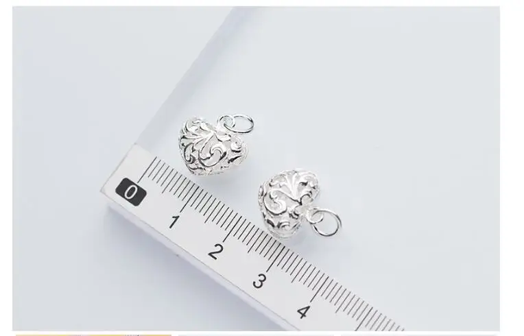 925 Sterling Silver Hollow Craft Heart Charms Big Small Size Dangle Pendants Fit Bracelets Earrings Making DIY Jewelry Findings