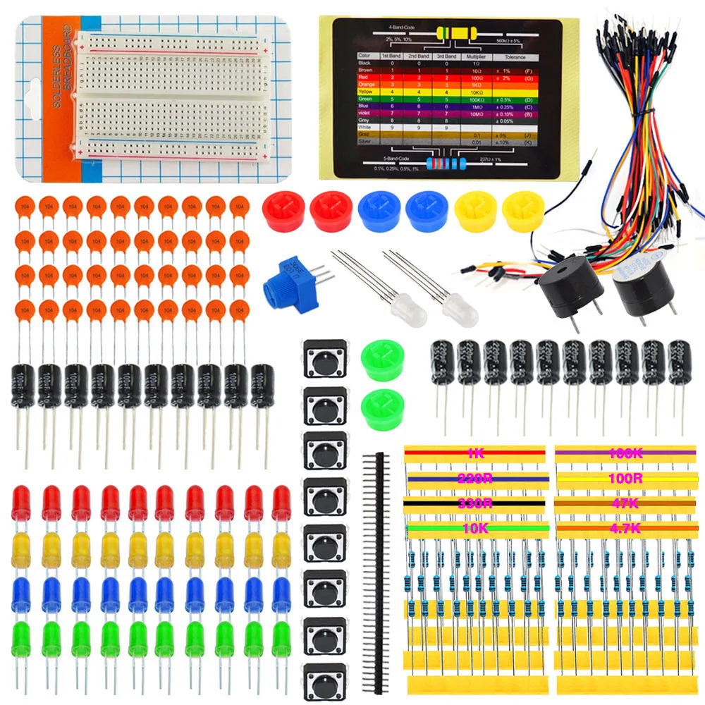 Generalduty Starter Kit Electronic Parts  for Arduino W/LED  / Jumper Wires / Breadboard +white Box+11 Projects(online)