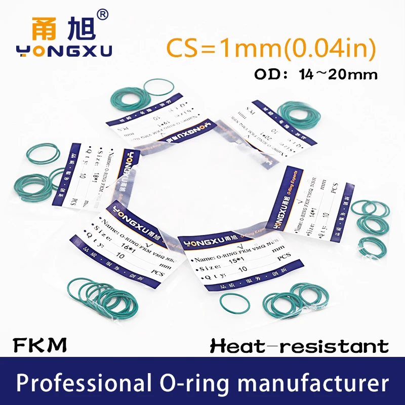 

15 шт./лот, уплотнительные кольца из фторкаучука зеленого цвета FKM, уплотнительные кольца, 1 мм, OD14/15/16/18/19/20*1 мм, уплотнительные кольца, уплотнительные кольца, топливная Органическая шайба