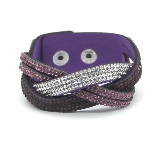 TYO  New Fashion Women's Charm Distortion Bracelets European Rhinestone Leather Snake Chain Bracelets 2 Laps Pulsera