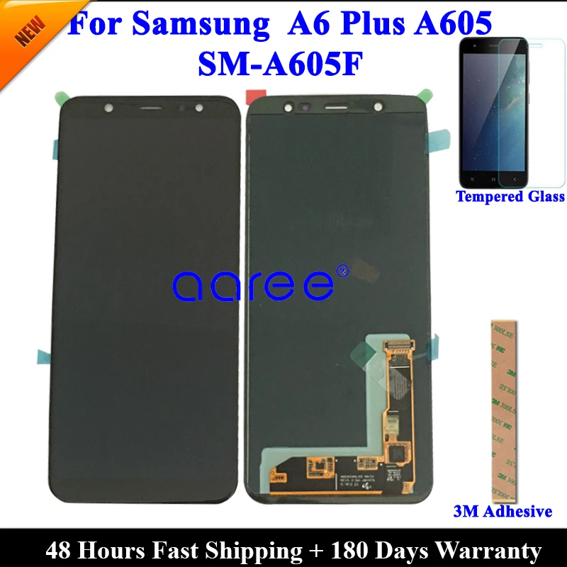 Tested Super AMOLED LCD Display For Samsung A6 Plus 2018 A605 For Samsung A6 Plus 2018 Display Touch Screen Digitizer Assembly