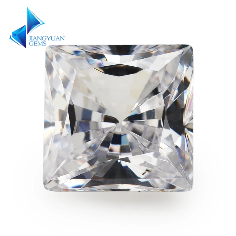 Size 4x4~8x8mm Square Shape Radiant Cut White 5A Loose Cubic Zirconia Stone Synthetic Gems Zircon For Jewelry