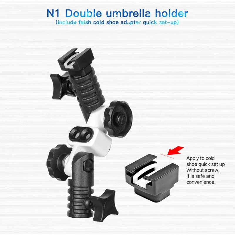 Универсальный металлический кронштейн HPUSN N1 для холодного башмака адаптер для горячего башмака для триггера двойной держатель зонта поворотный кронштейн для осветительной стойки