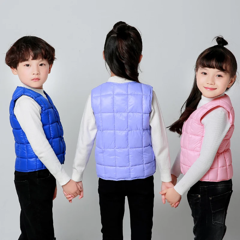 New Boys Girls Vest For 1-2 Years Children\'s Sleeveless Warm Vests For Spring Autumn Winter Down Cotton Kid Waistcoat KF263