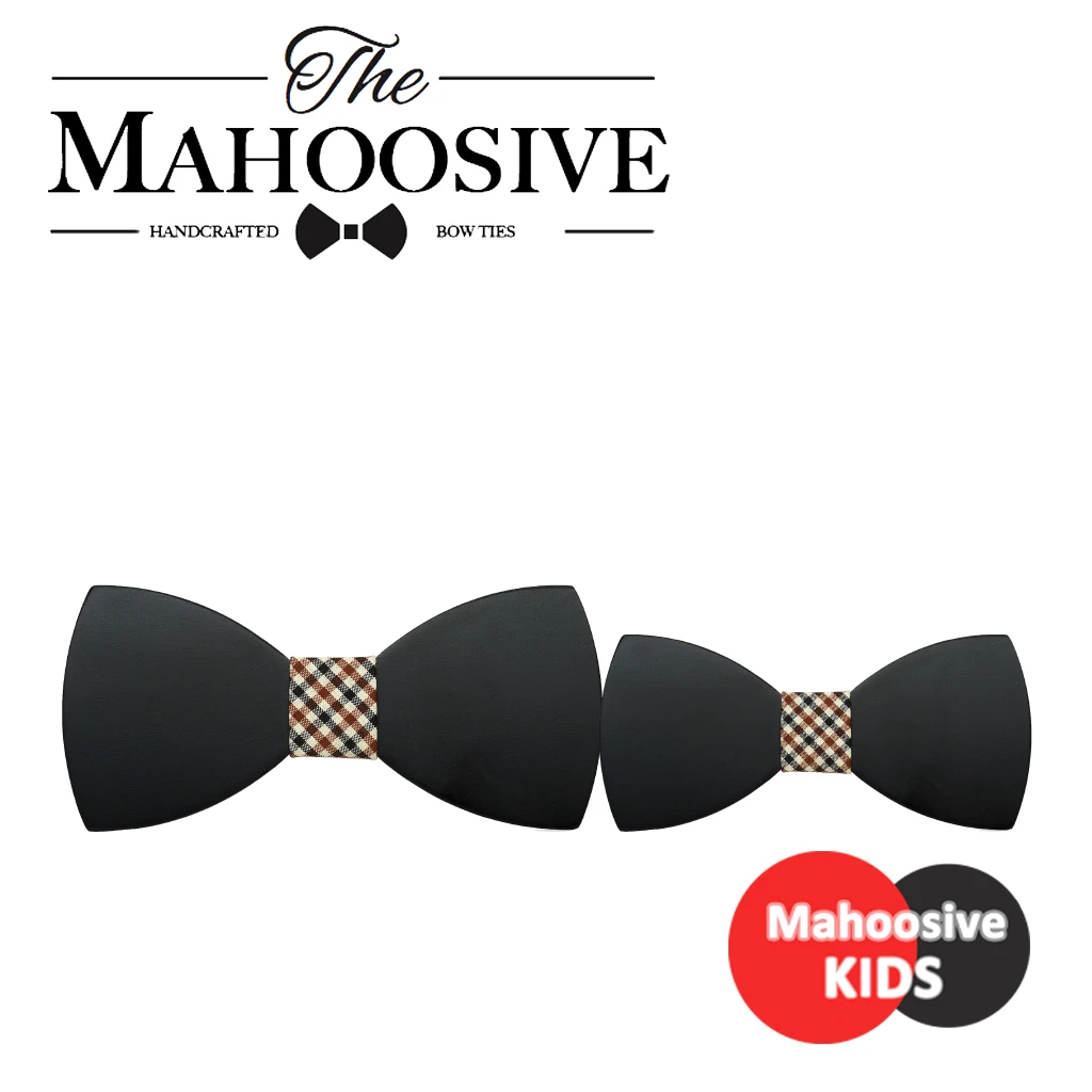 Mahoosive Children Kids Boys Wood Solid Color Wedding Pre Tied Clip Child Neck Bow Ties Neckties C71-C76 COMBO