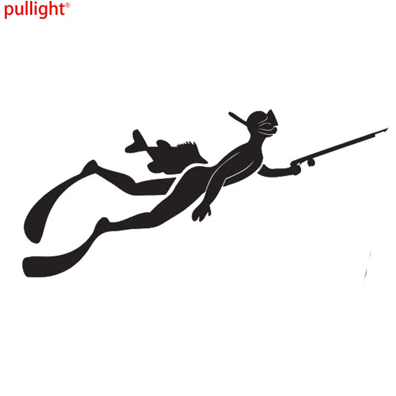 Car Styling Fashion Fish Fishing Gun Car Stickers Free Diver Diving Vinyl Decals