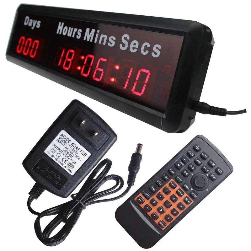 Mains Powered Digital LED Wall Clock Days Countdown Count Up Timer with Remote Control for Office Home Decoration wall clocks