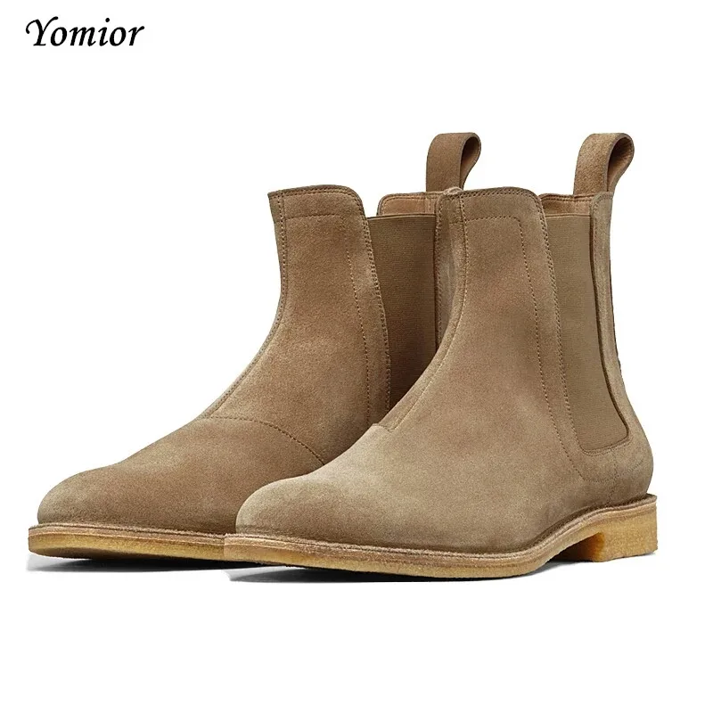 Handmade Men Chelsea Boots Vintage Casual Boots All-matching Kanye West Spring Boots Luxury Platform Wedding Party Shoe Sneakers