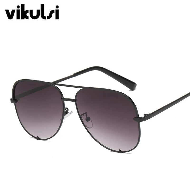 Óculos de sol gradiente preto para homens e mulheres, espelho prateado, óculos de sol de metal, designer da marca Pilot