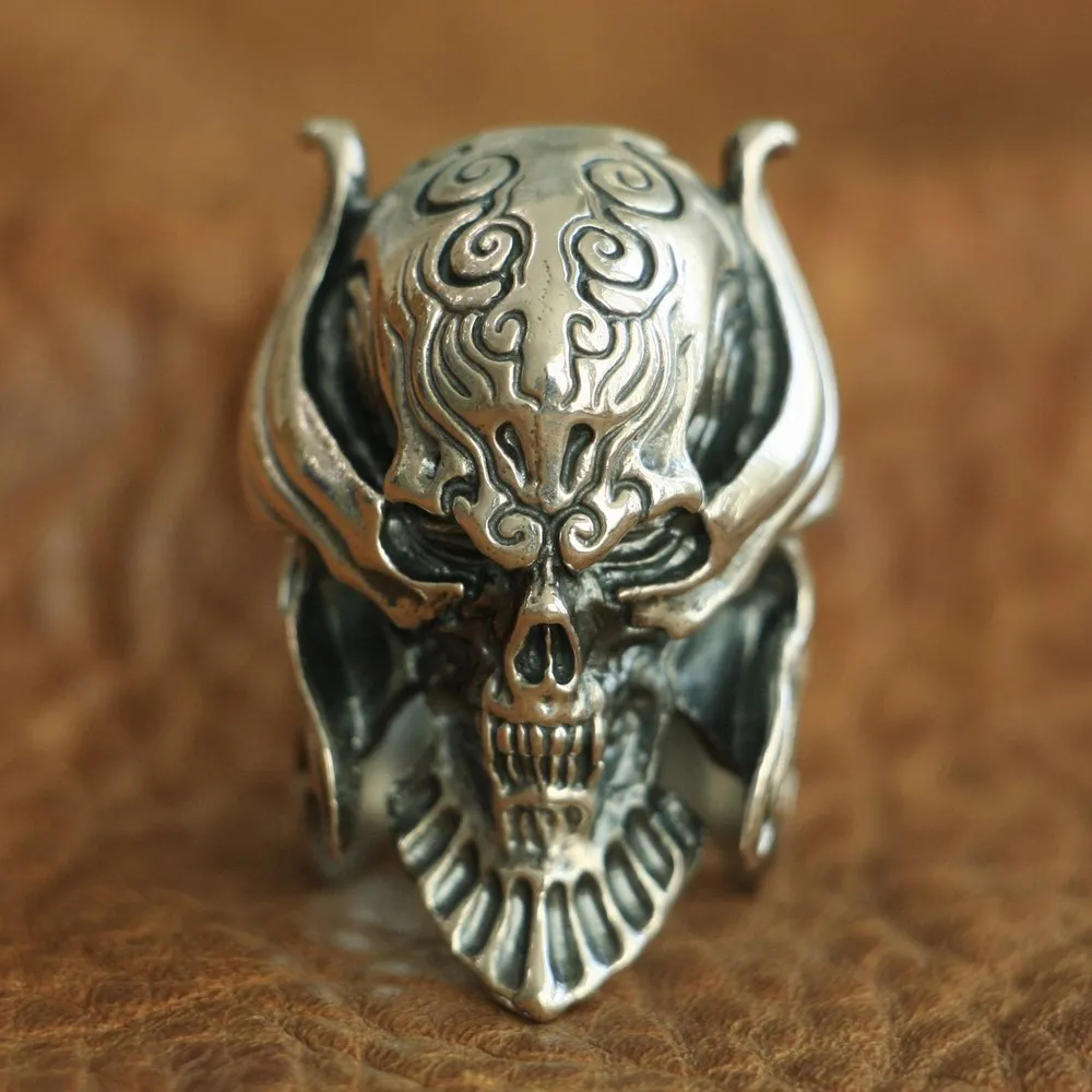 Huge 925 Sterling Silver Vampire Skull Ring Punk Jewelry TA103 US Size 7~15 BZ